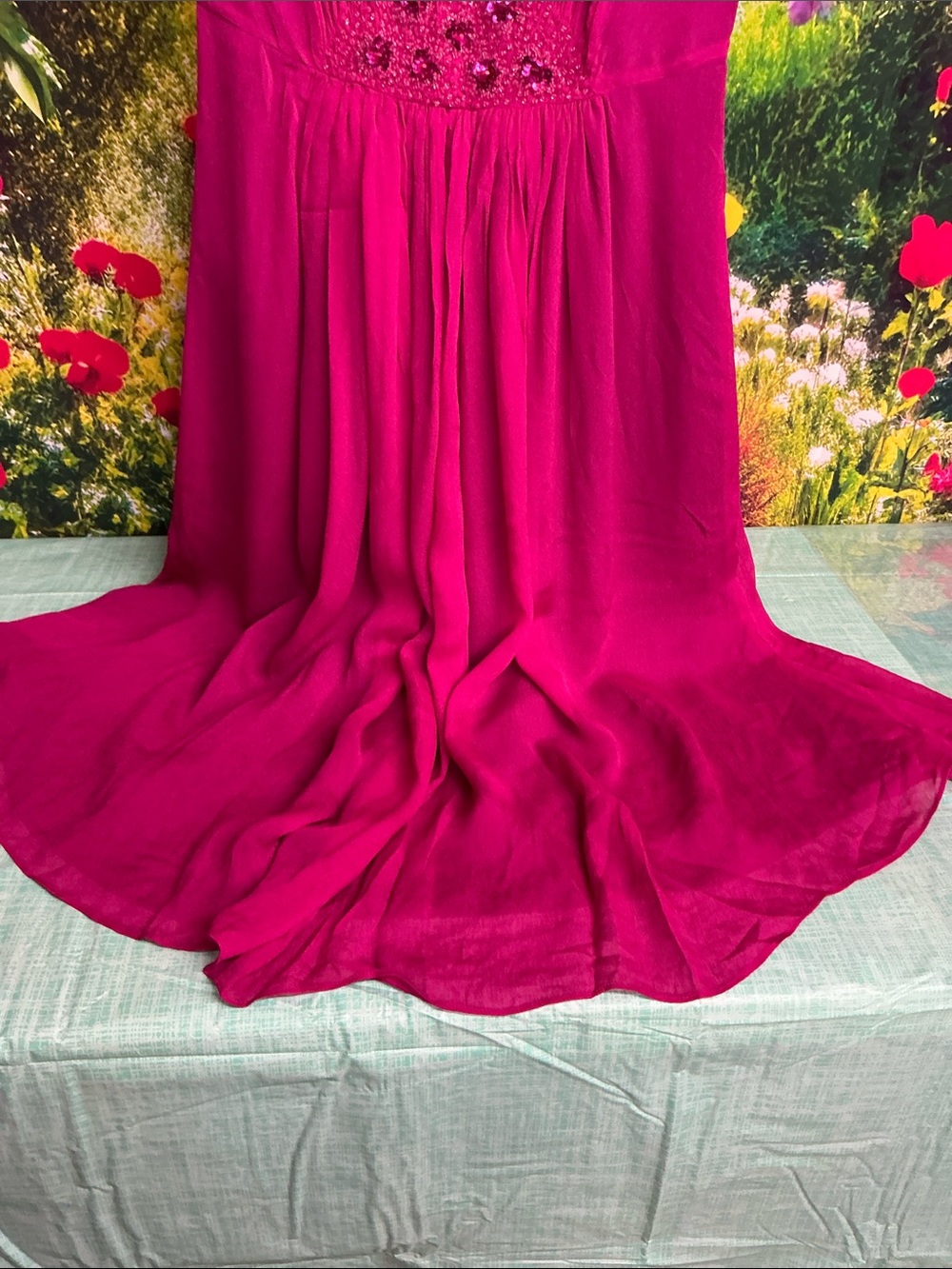 Boden Fuchsia Sleeveless Gathered Waist Dress. sz 4   #2216 - Picture 3 of 6